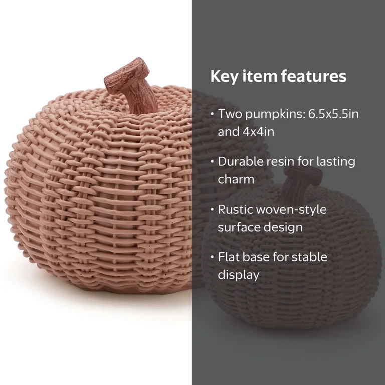 Ayieyill 2pcs Resin Pumpkin Figurines with Woven Texture Fall Decor Autumn Decor Thanksgiving Dec... | Walmart (US)