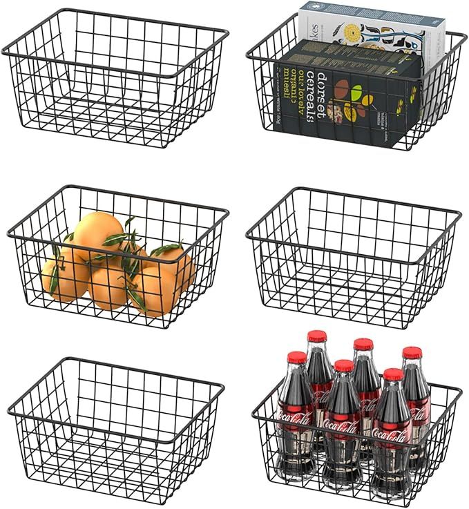 Wire Basket, Warmfill 6 Pack Wire Baskets for Storage Durable Metal Basket Pantry Organizer Stora... | Amazon (US)