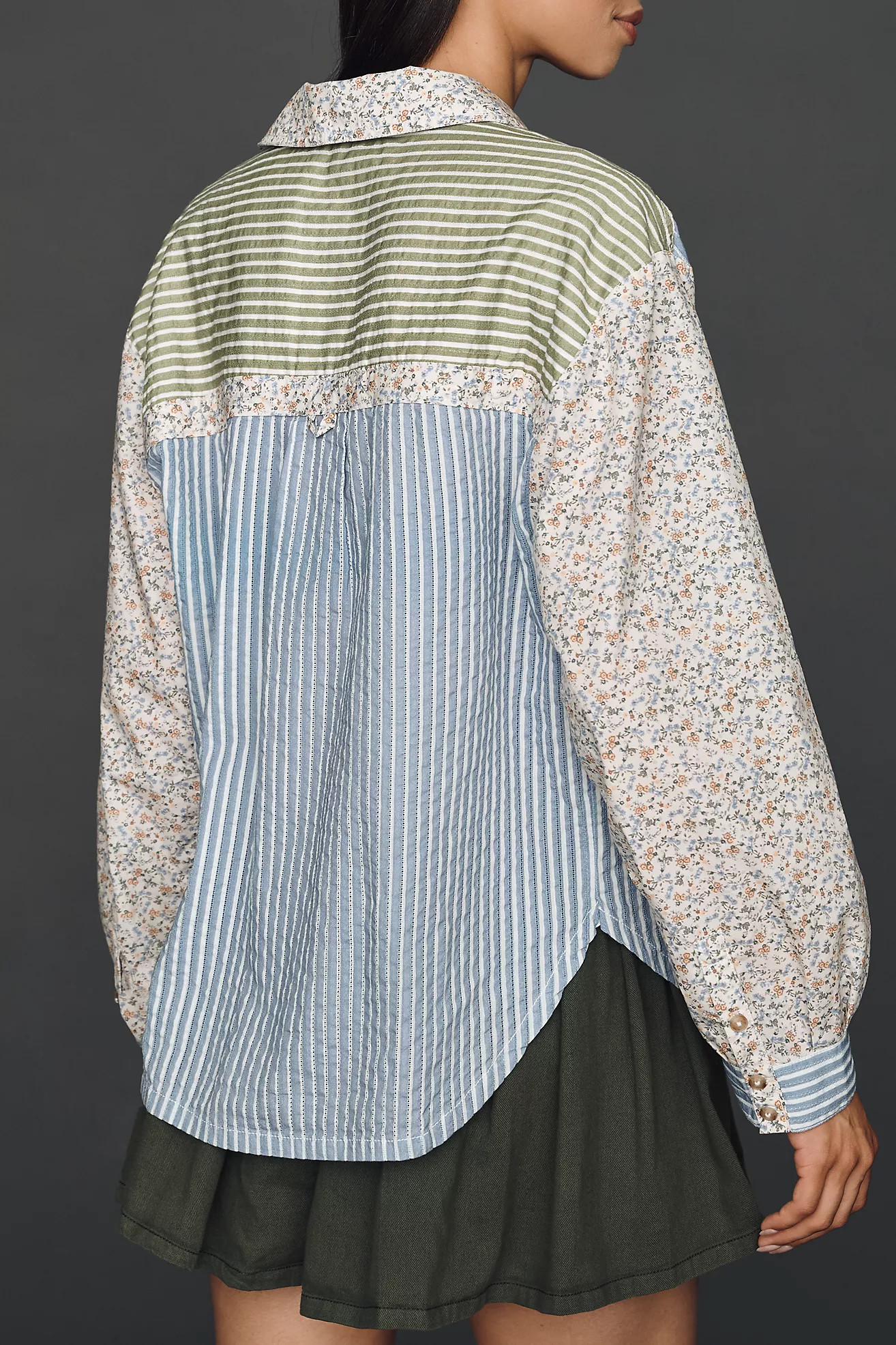 Pilcro 100% Cotton Mixed Stripe Buttondown Shirt | Anthropologie (US)