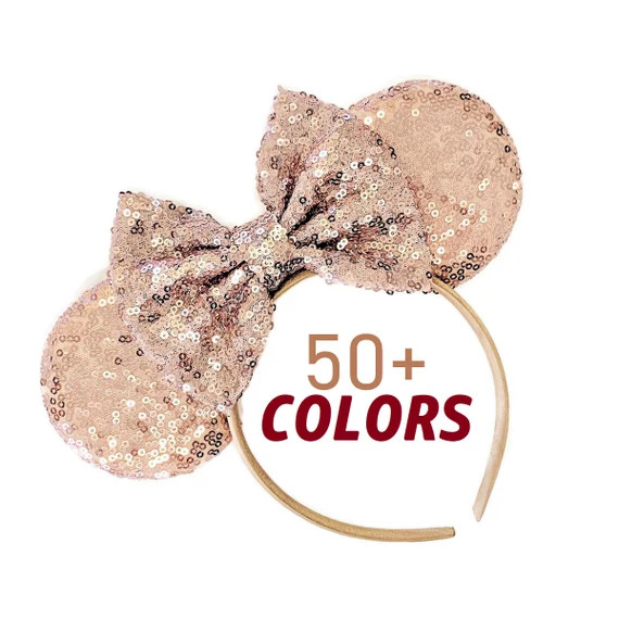 Rose Gold Minnie Mouse Ears 5 Inch Bow || Minnie Ears || Rose Gold Mickey Ears || Minnie Headband... | Etsy (US)