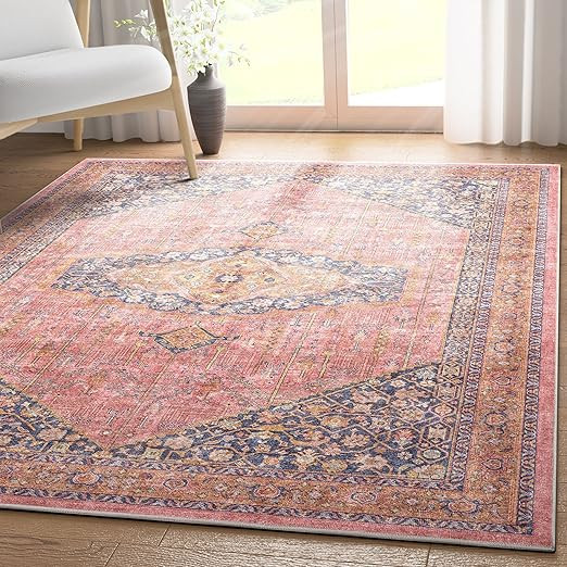 Well Woven Apollo Flatwoven San Marino Pink 5'3" x 7'3" Area Rug | Amazon (US)