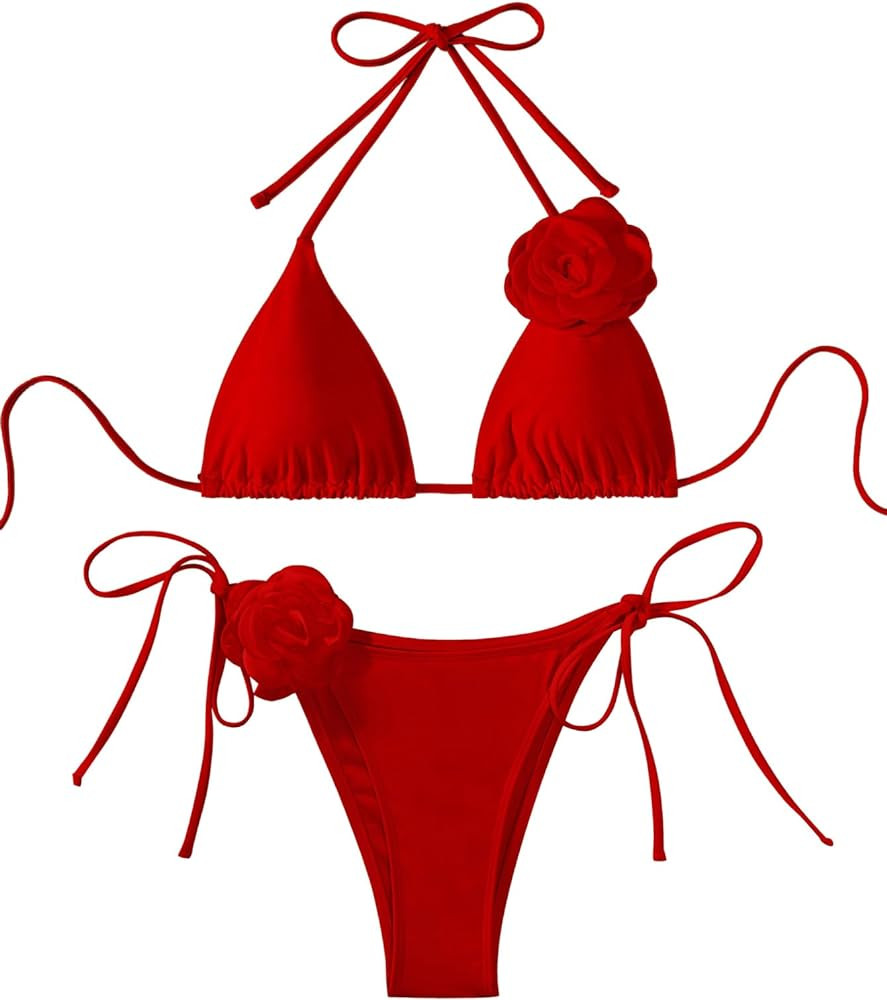 Lilosy Sexy Decorated Cheeky String Triangle Bikini 2 Piece | Amazon (US)