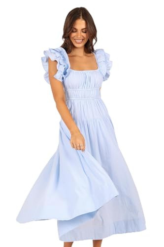 Petal & Pup Linda Midi Dress - Blue Stripe M | Amazon (US)