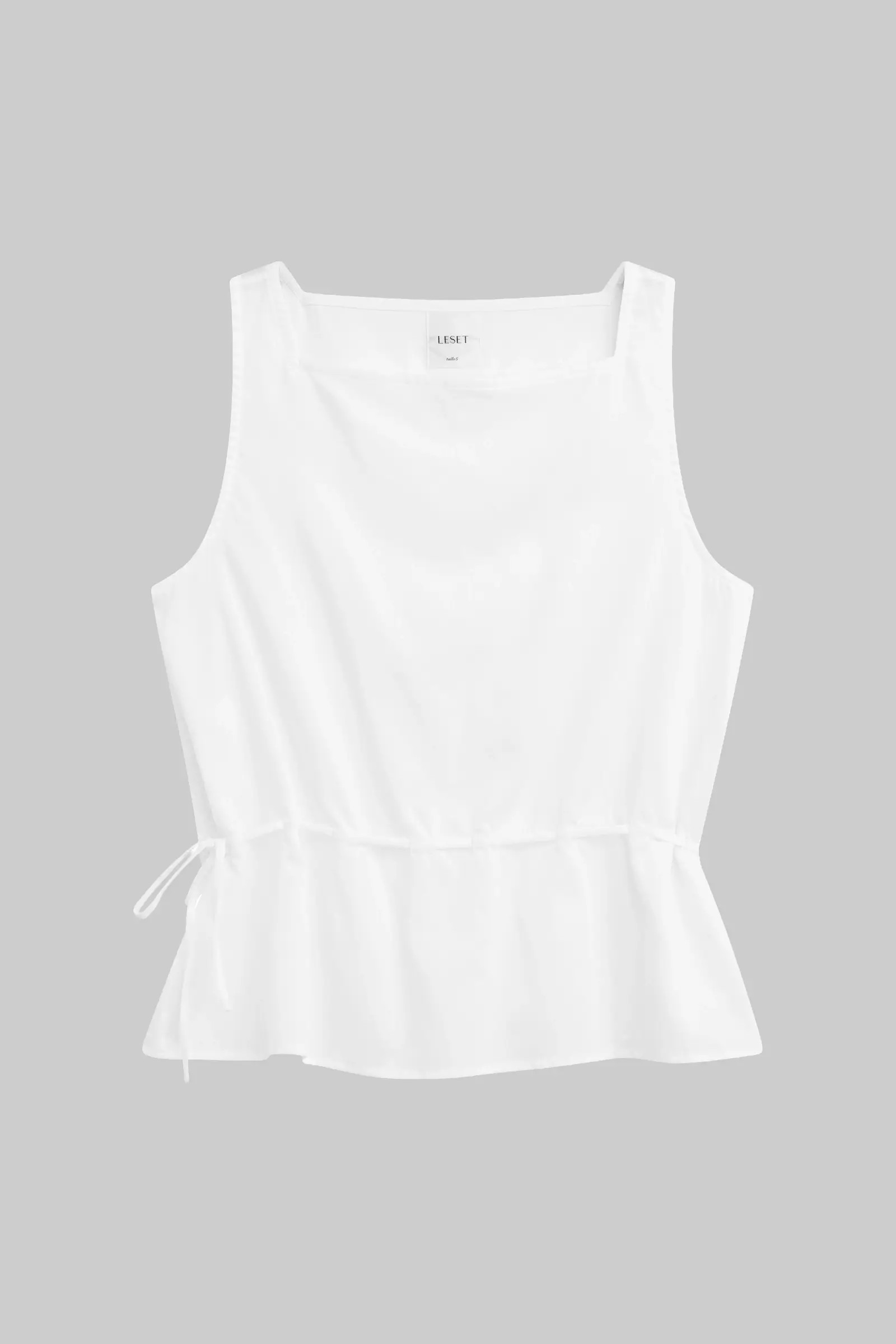 Yoko Drawstring Tank in White in Cotton | LESET
