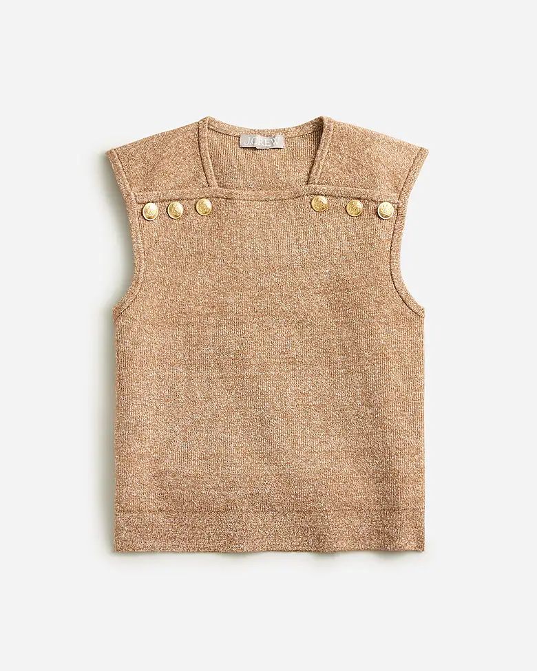 Sweater shell with buttons in merino-linen blend | J.Crew US