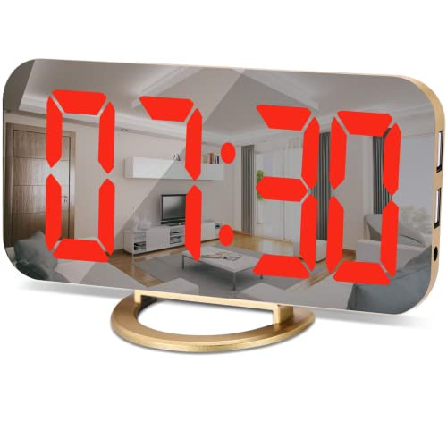 SZELAM Digital Alarm Clock,6.5 Inch LED and Mirror Electronic Clock,with Dual USB Ports,Battery B... | Amazon (US)