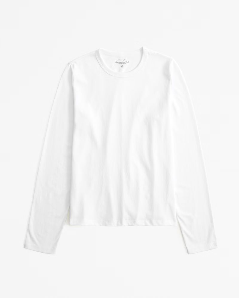 Essential Long-Sleeve Polished Body-Skimming Tee | Abercrombie & Fitch (US)