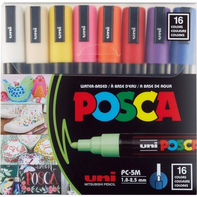 uni POSCA 16pk PC-5M Water Based Paint Markers Medium Point 1.8-2.5mm in Assorted Colors: Art Stationery Set | Target