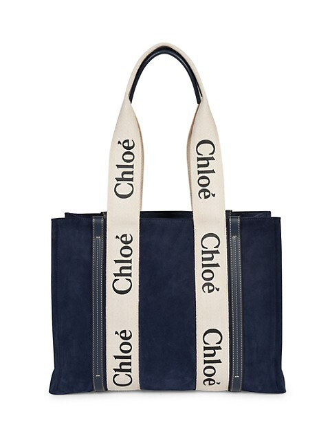 Medium Woody Suede Logo Tote | Saks Fifth Avenue
