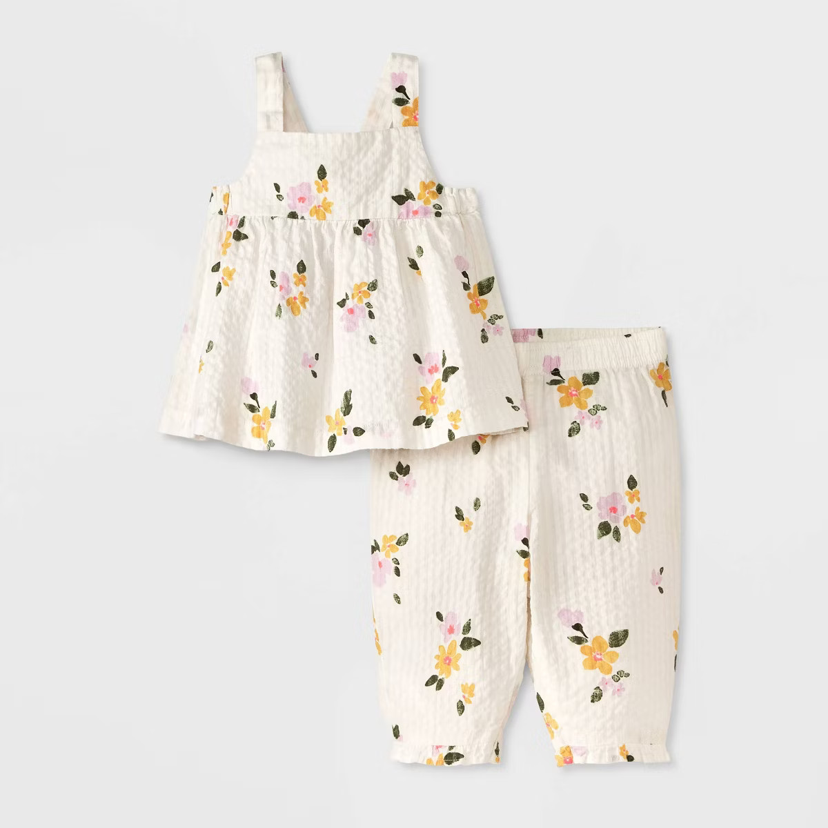 Baby Girls' Floral Printed Tank Top & Pants Set - Cat & Jack™ White | Target