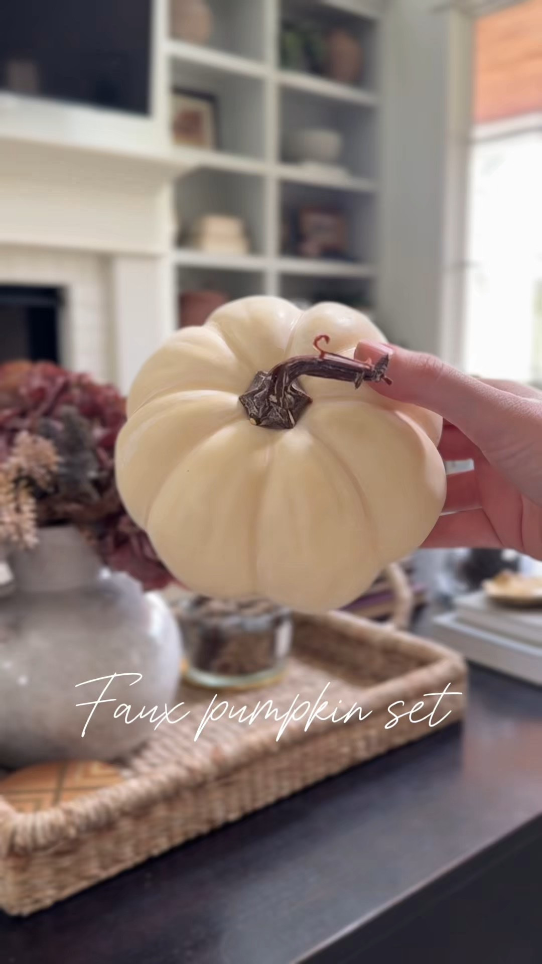 Added these cream faux pumpkins from Wayfair to our living room this week. 🤍 I love their realistic gourd shape and the little curved stem detail—it feels so natural. Bonus: they’re waterproof, so they could work just as well outdoors as inside I imagine! 

#LTKSeasonal #LTKHome