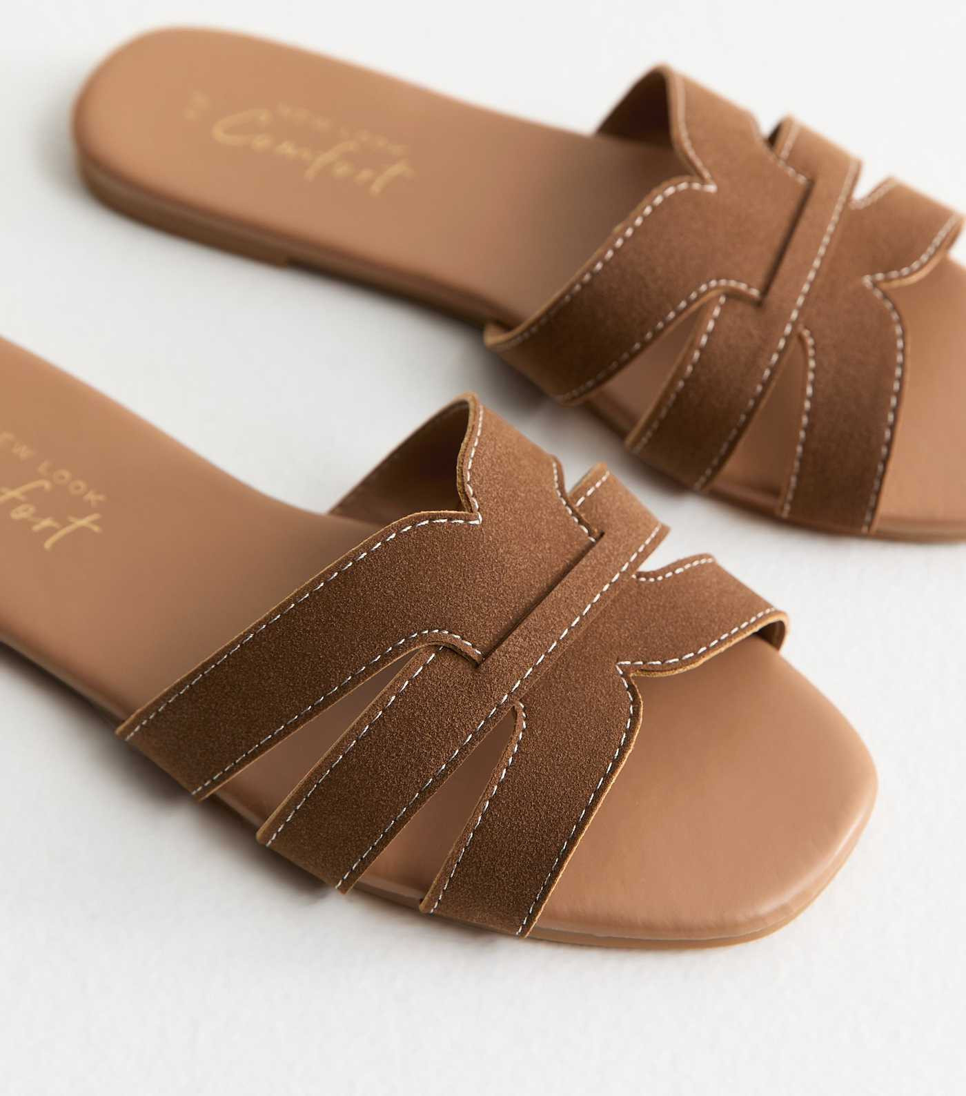 Tan Faux Suede Interwoven Strap Flat Mule Sandals | New Look | New Look (UK)