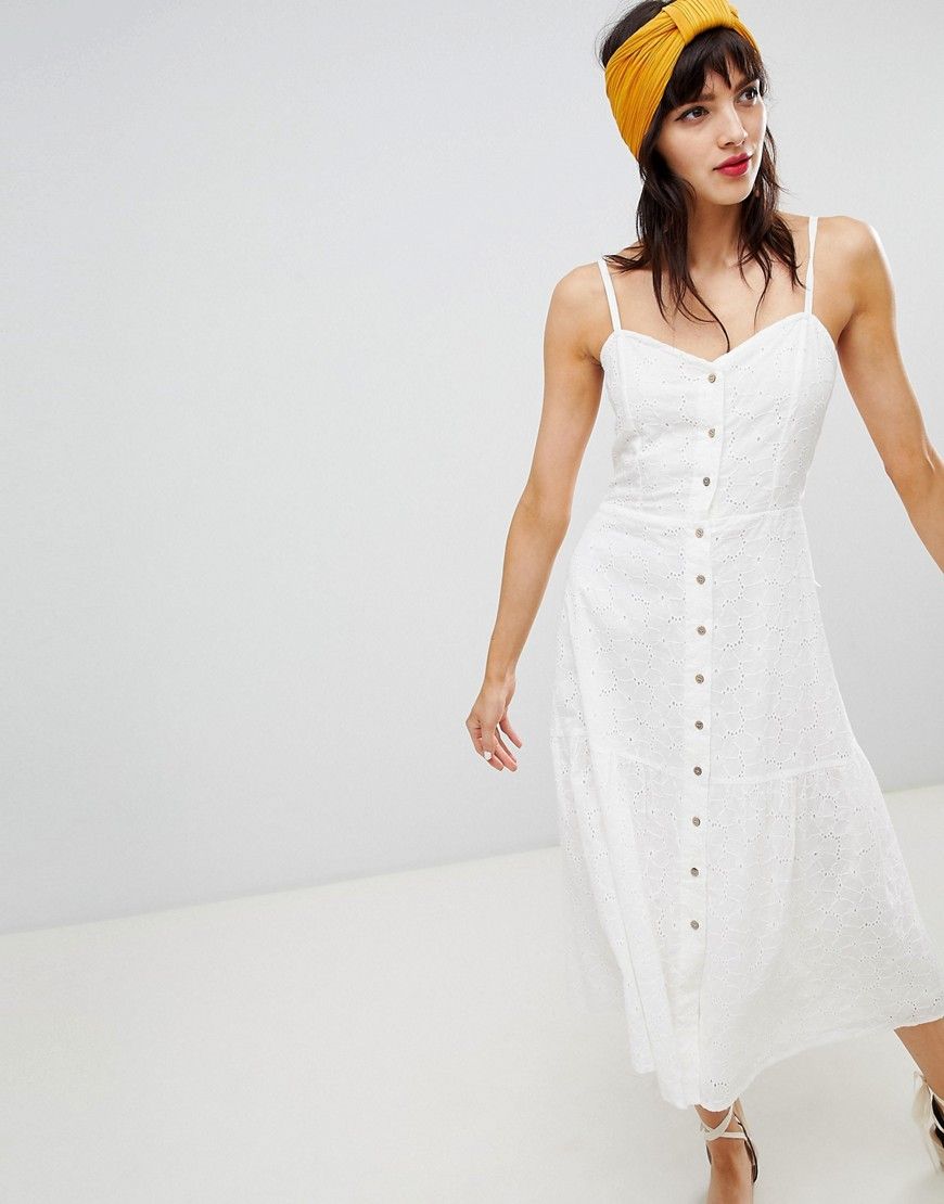 Mango knot back broderie sundress in white - White | ASOS US