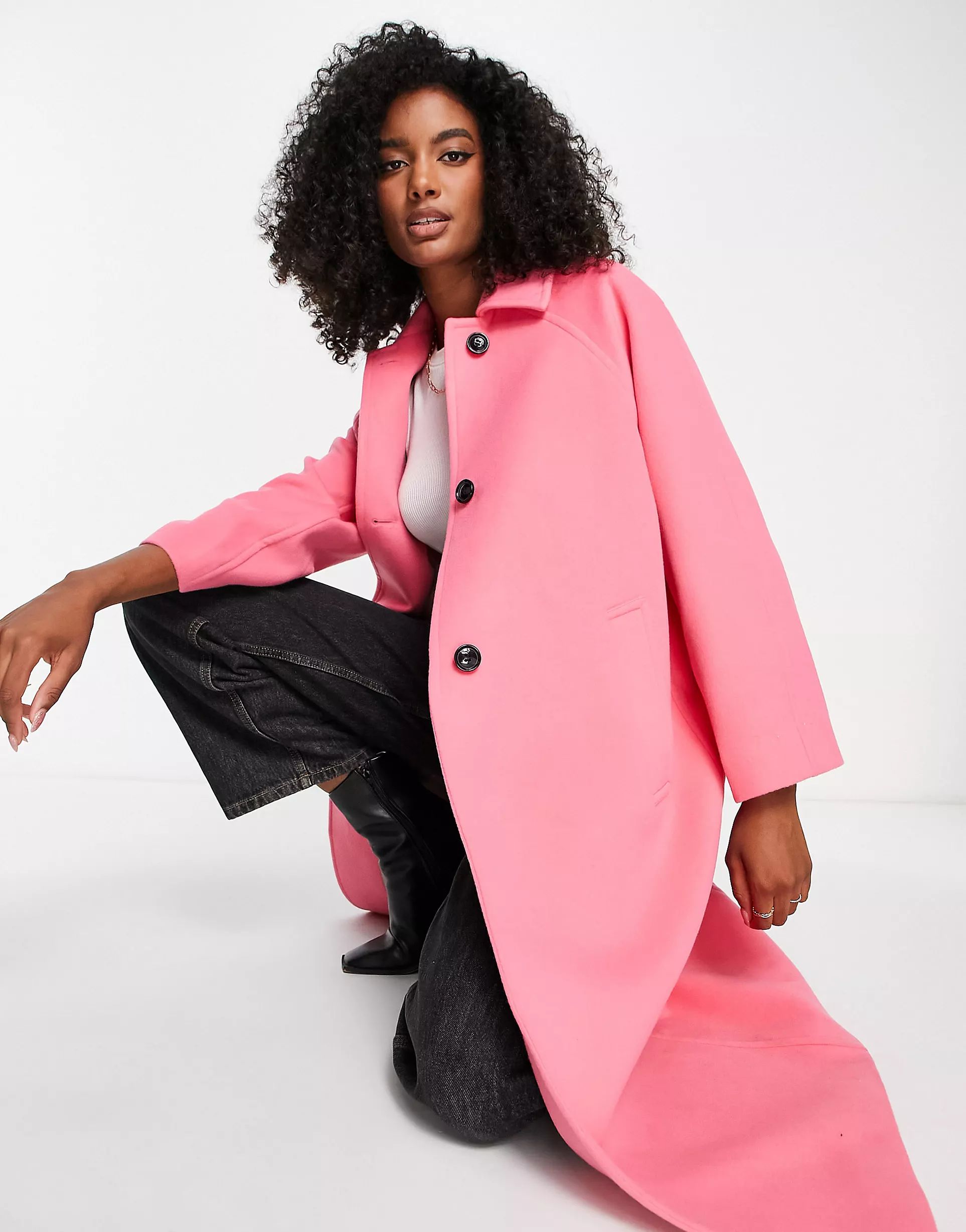 Gianni Feraud Rose raglan coat in bubblegum pink | ASOS (Global)
