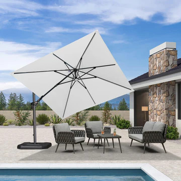 PURPLE LEAF 10ft Cantilever Patio Umbrella with LED Lights, 360\u00b0 Swivel and Tilt | Purple Leaf