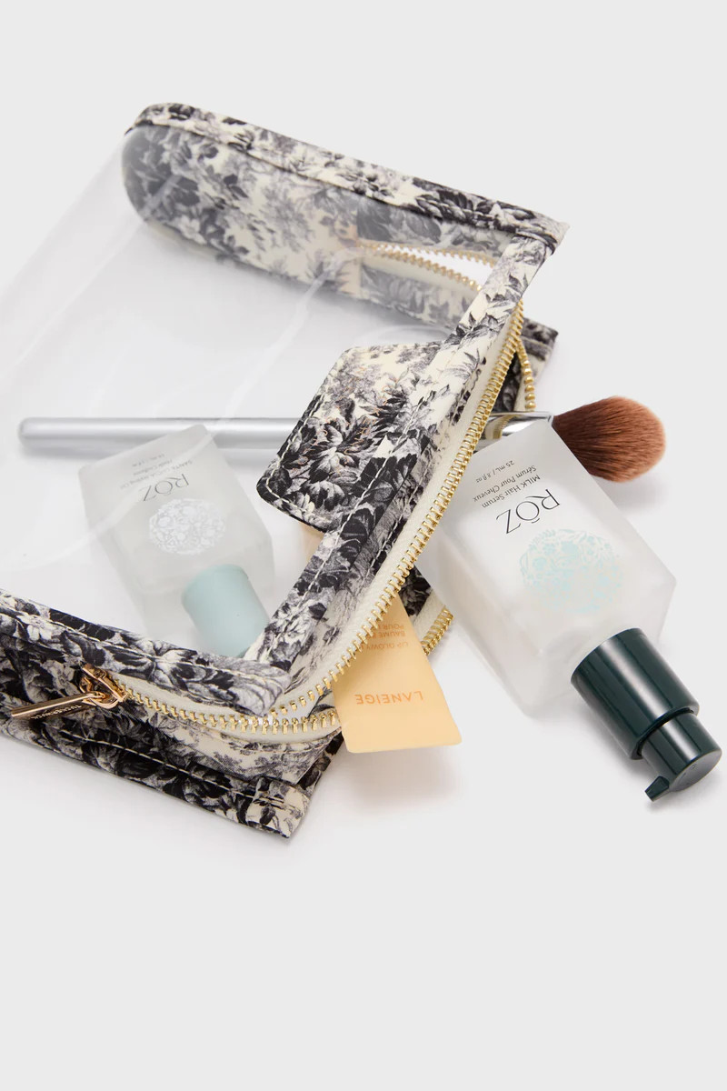 Noir Cypress Toile PVC Wide Large Pouch | Tuckernuck (US)