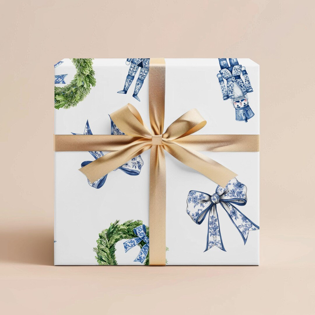 Christmas Nutcracker Gift Wrap Toile Nutcracker Wrapping Paper Christmas Luxury Wrap Paper Roll T... | Etsy (US)