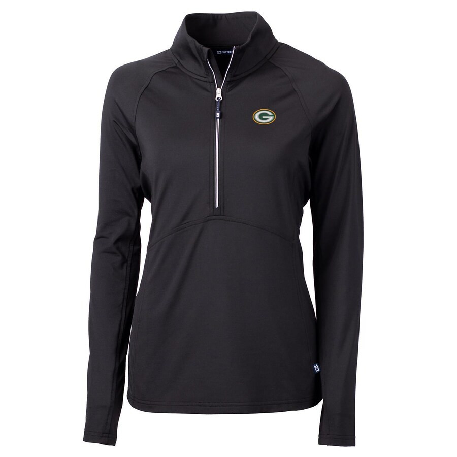 Green Bay Packers Cutter & Buck Women's Adapt Eco Knit Half-Zip Pullover Jacket - Black | Fanatics
