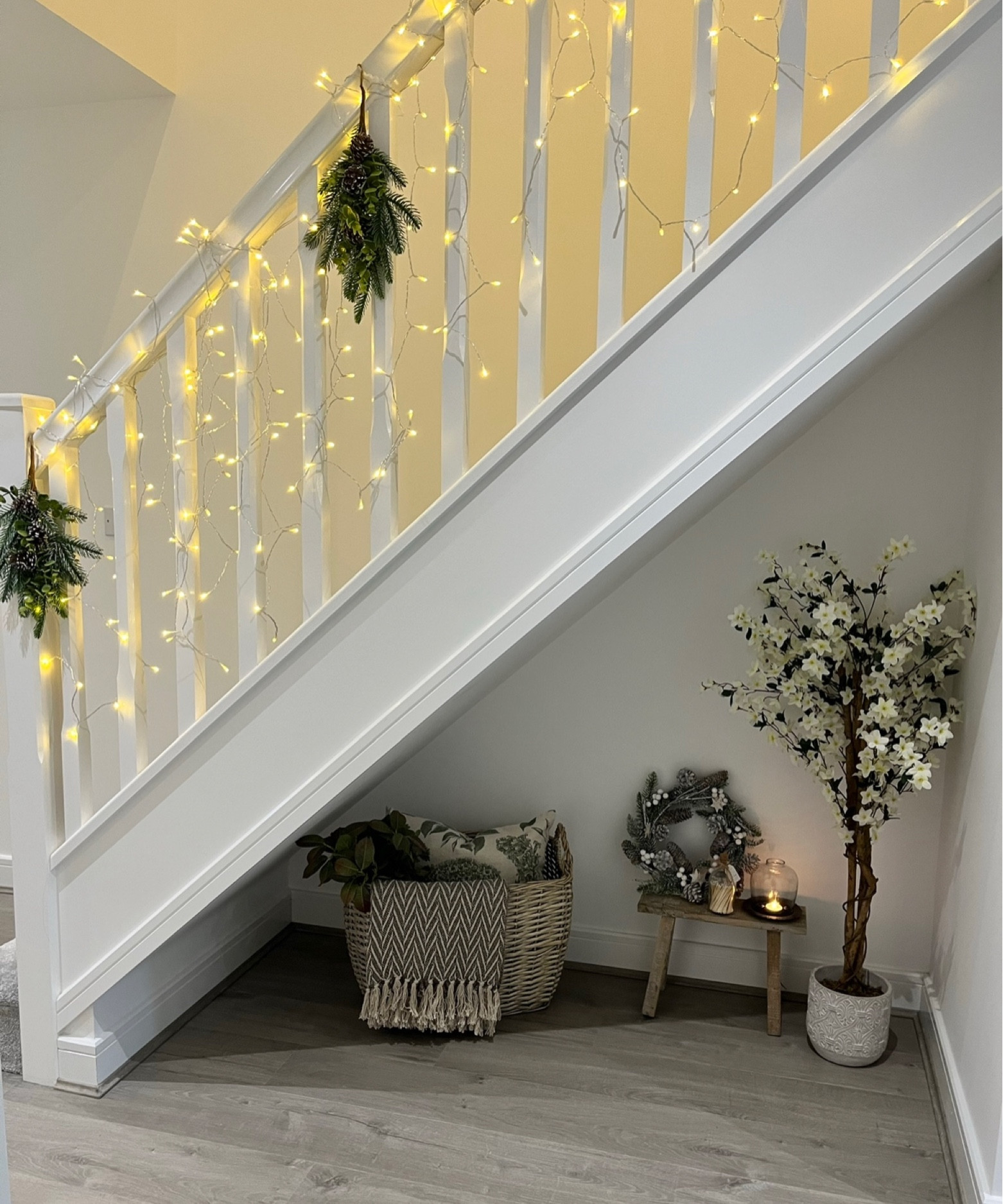 Christmas decor ideas, hallway decor, Christmas lights, cosy home 

#LTKwinter #LTKuk #LTKhome