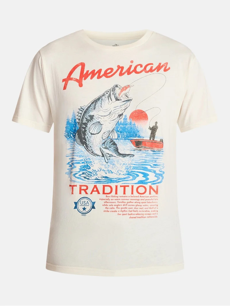 Americana Men's and Big Men's Fishing Graphic Tee Shirt from Way to Celebrate, Sizes XS-3XLT | Walmart (US)