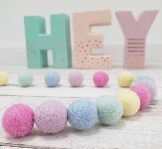 Felt pom pom garland  Felt ball garland  Pastel Rainbow Felt | Etsy | Etsy (US)