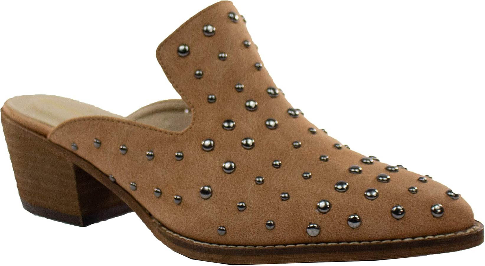 ARIDER ARiderGirl Cara Studs Studded Stacked Heel Pointed Toe Mule Slip On Mules | Amazon (US)