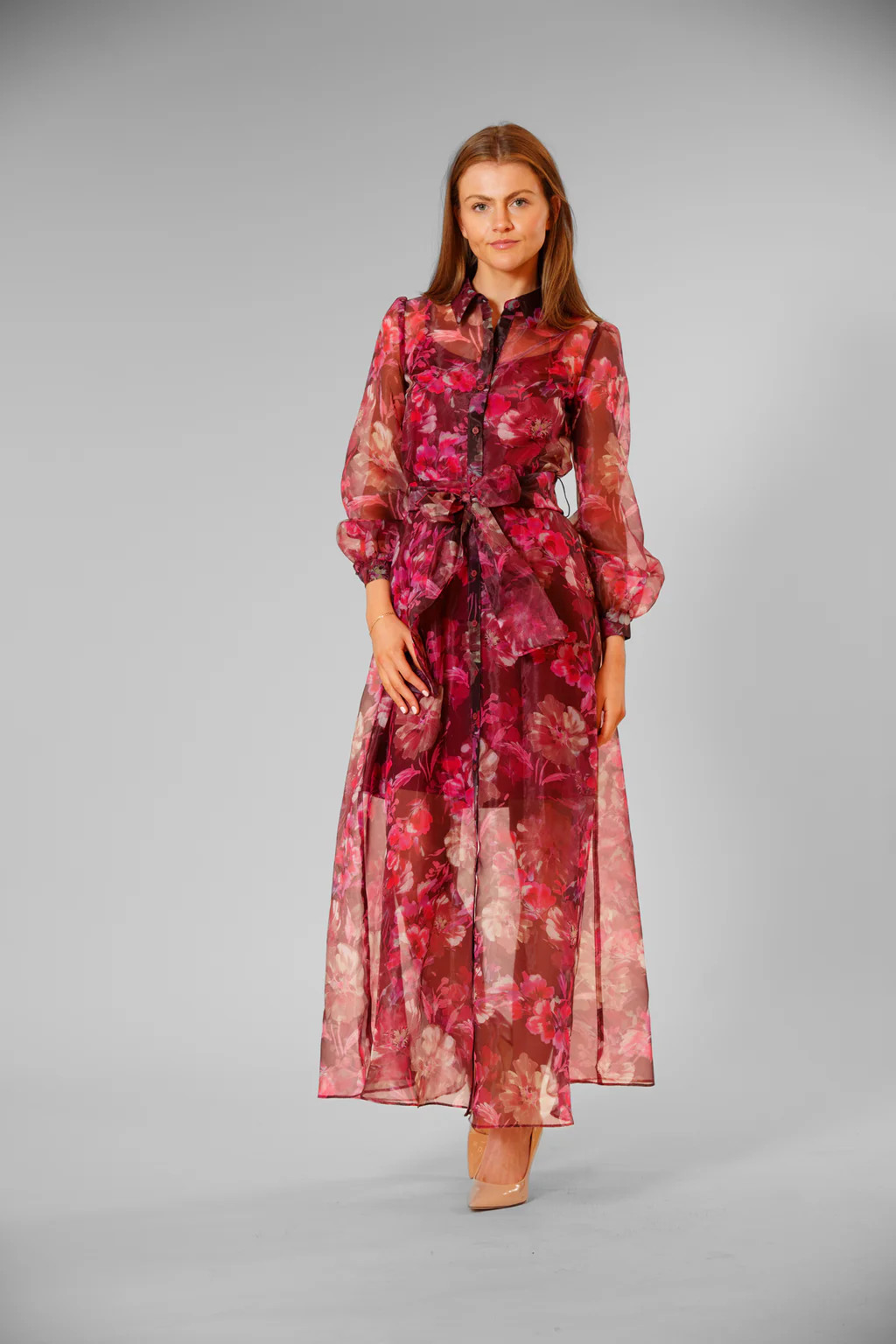 LONG SLEEVE SHIRT DRESS WITH TIE WAIST | Julia Jordan