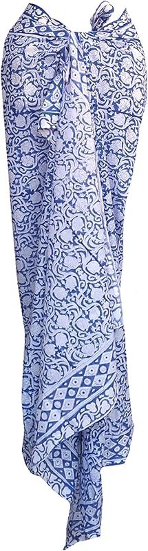 Rastogi Handicrafts 100% Cotton Hand Block Print Sarong Womens Swimsuit Wrap Cover Up Long (73" x... | Amazon (US)
