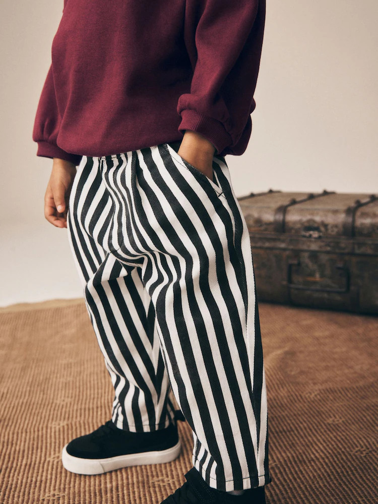 Black/White Stripe Pull On Barrel Trousers (3mths-7yrs) | Next US