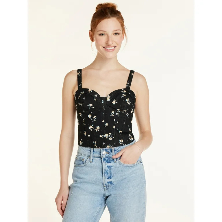 No Boundaries Juniors’ Denim Corset Top, Sizes XS-XXXL | Walmart (US)