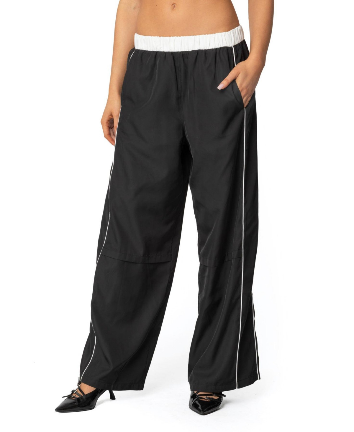 Edikted Women's Ofir Nylon Track Pants - Black-and-white | Macy's