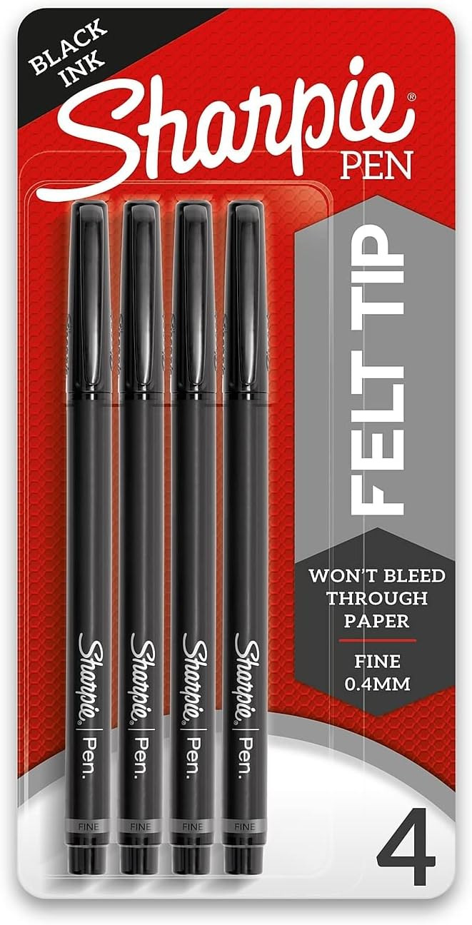 Sharpie Felt Tip Pens Fine Point (0.4Mm) Felt Tip Markers Journaling Pens Art Drawing Markers Bla... | Amazon (US)