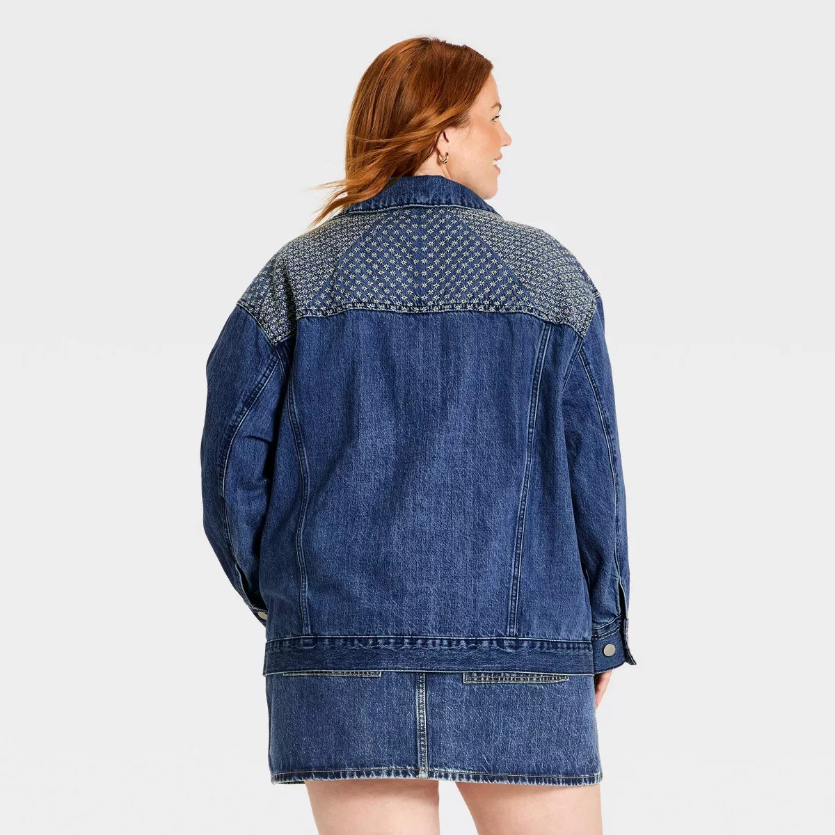 Women's Relaxed Embroidered Denim Jacket - Universal Thread\u2122 Medium Wash 3X | Target