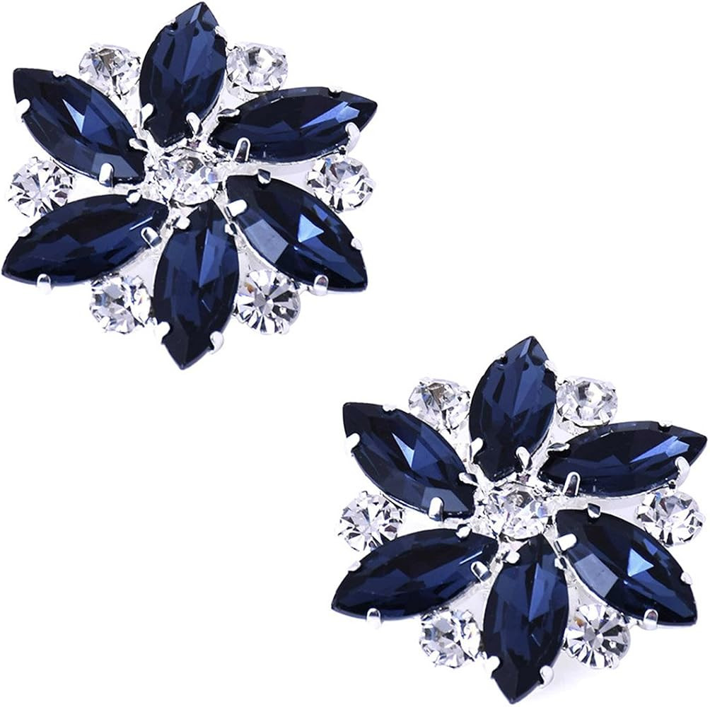 ElegantPark Shoes Dress Hat Accessories Fashion Rhinestones Crystal Shoe Clips 2 Pcs Multi Color | Amazon (US)