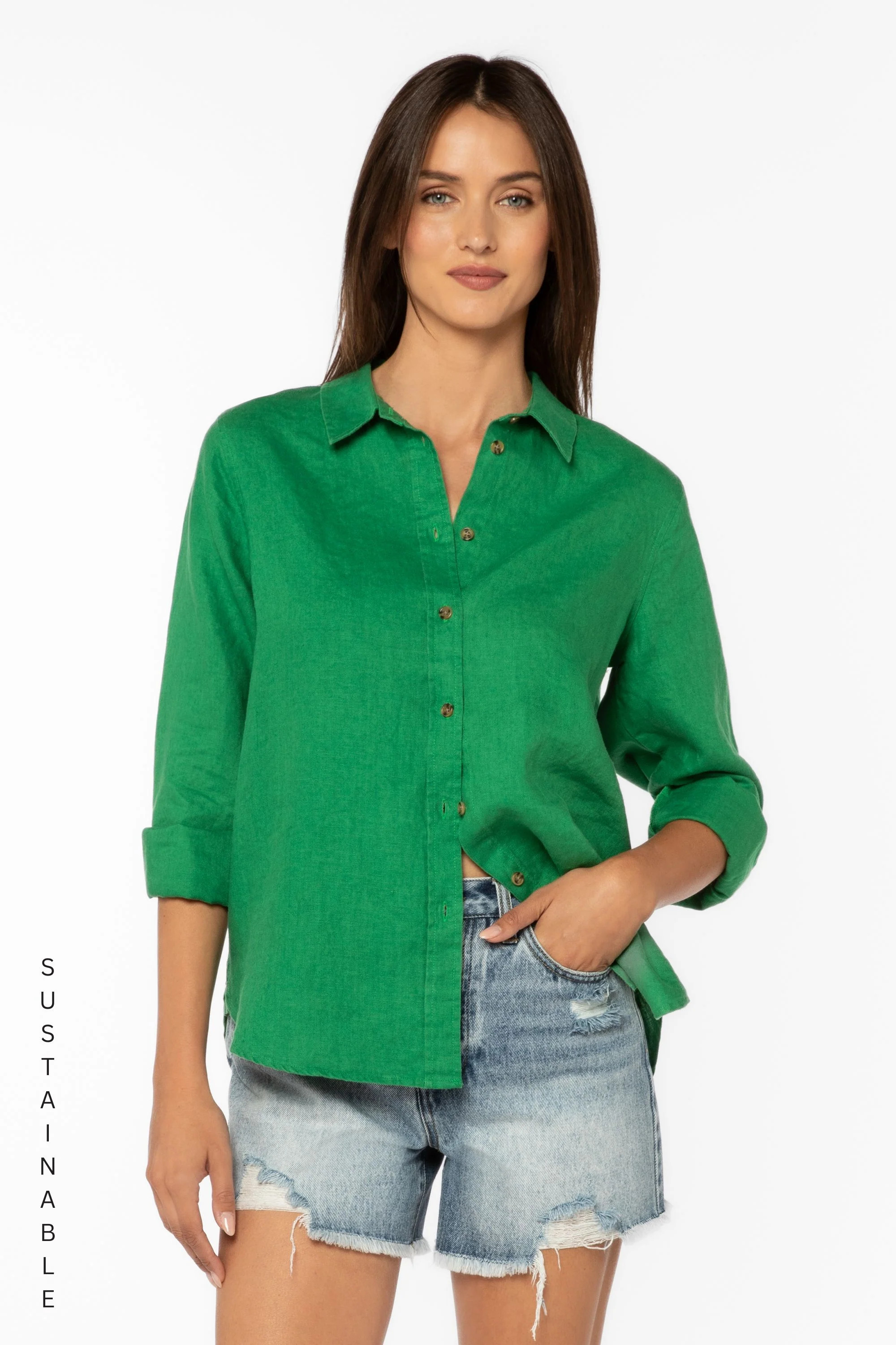 Carmine Green Shirt | Velvet Heart Clothing