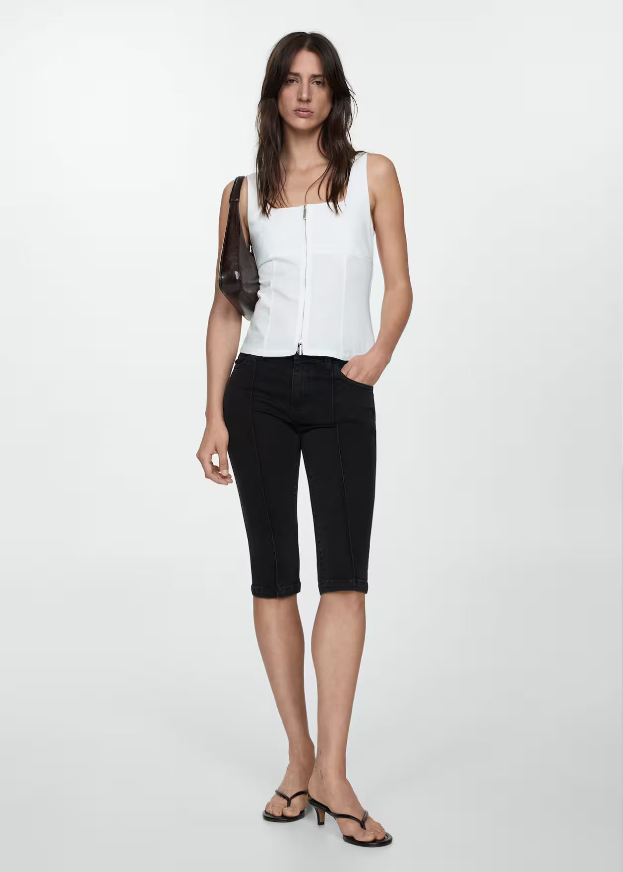 Slim capri jeans with decorative stitching -  Women | Mango USA | MANGO (US)