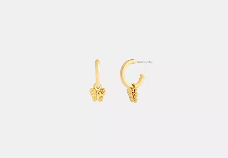Mini Butterfly Charm Hoop Earrings | Coach Outlet CA