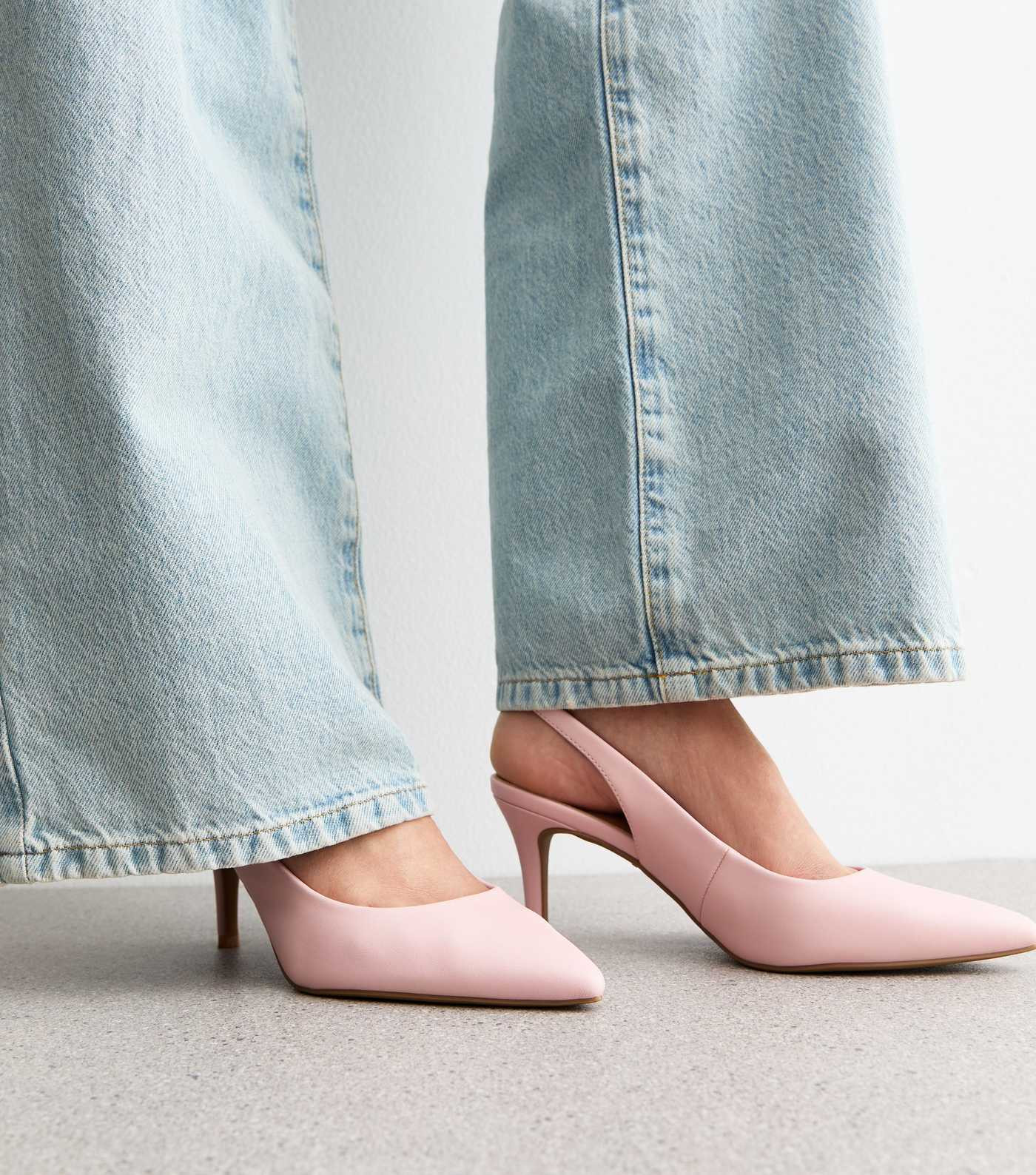 Pink Faux Leather Pointed Slingback Stiletto Heel Court Shoes | New Look | New Look (UK)