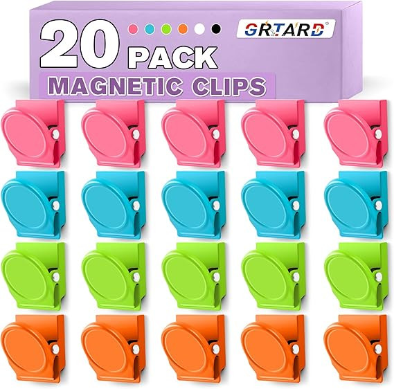Grtard 20 Pack Magnetic Clip 1.8Inch, Colorful Refrigerator Clip Magnets, Clip with Magnet, Heavy... | Amazon (US)