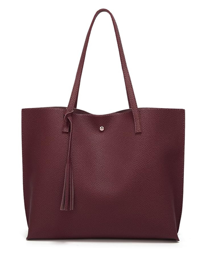 Dreubea Women's Soft Faux Leather Tote Shoulder Bag from, Big Capacity Tassel Handbag | Amazon (US)