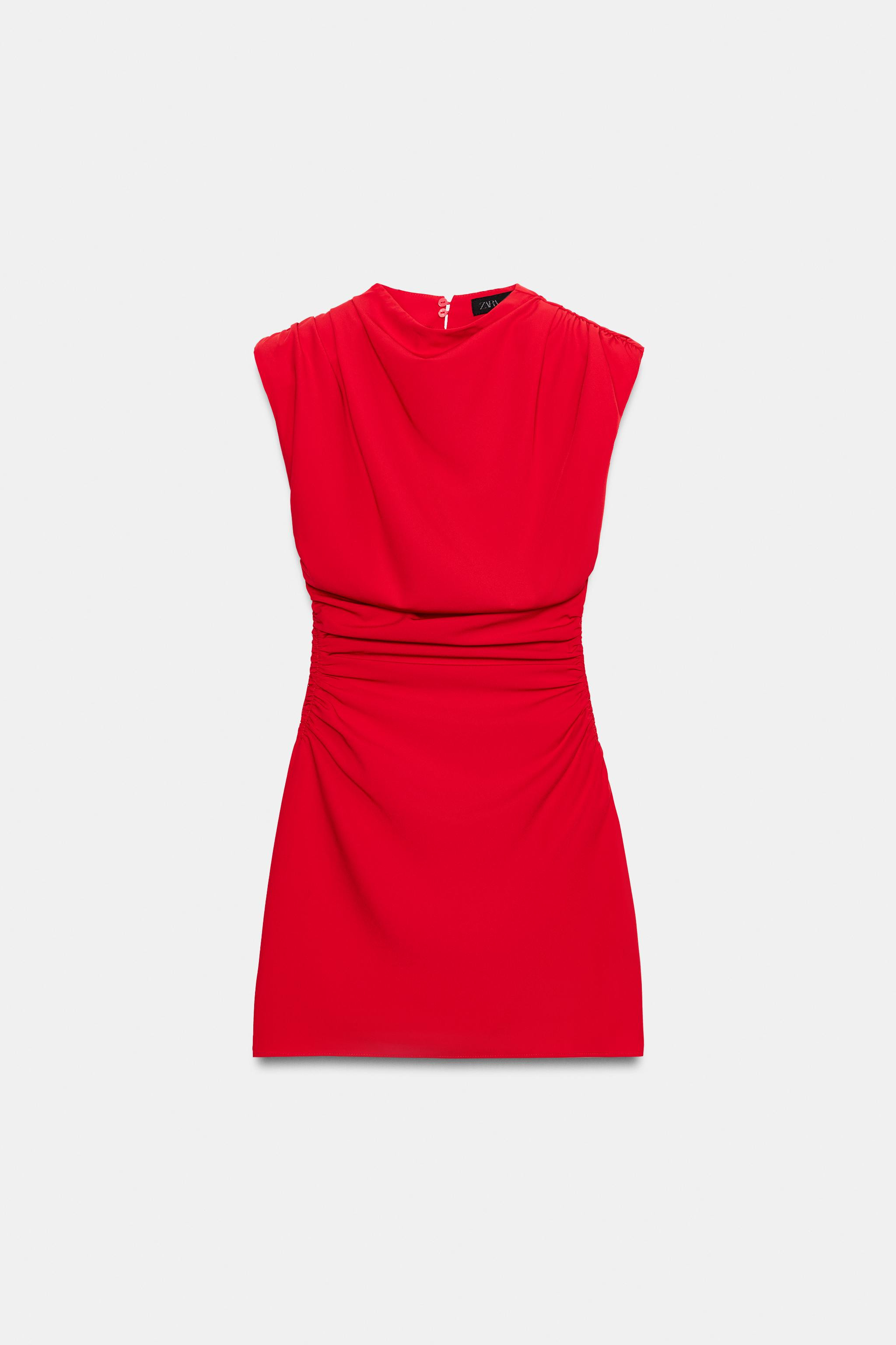 Model height: 183 cmShort sleeveless dress with a round neck and shoulder pads. Featuring a back ... | Zara UK
