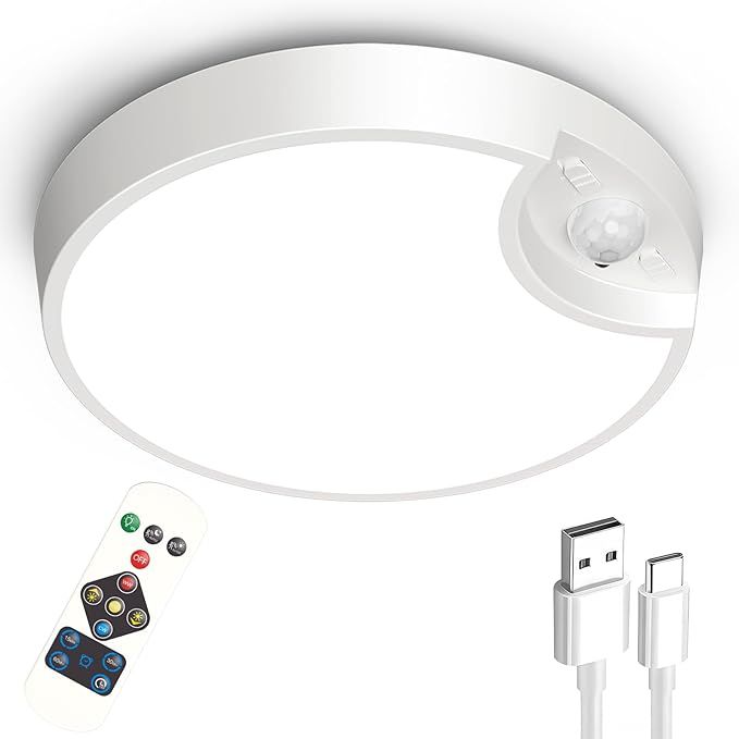 Funlenry Rechargeable Motion Sensor Ceiling Light with Remote - Battery Powered for Closets, Show... | Amazon (US)