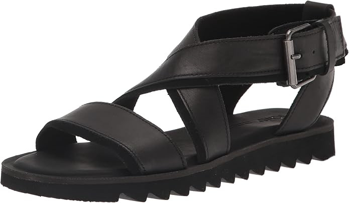 TOMS Womens Sidney Tread Snow Leopard Ankle Strap Casual Sandals Casual - Black, Off White | Amazon (US)