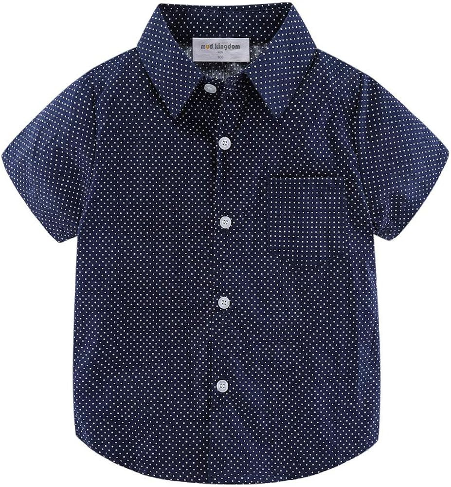 Mud Kingdom Little Boys Dress Shirts Short Sleeve Cute Summer | Amazon (US)