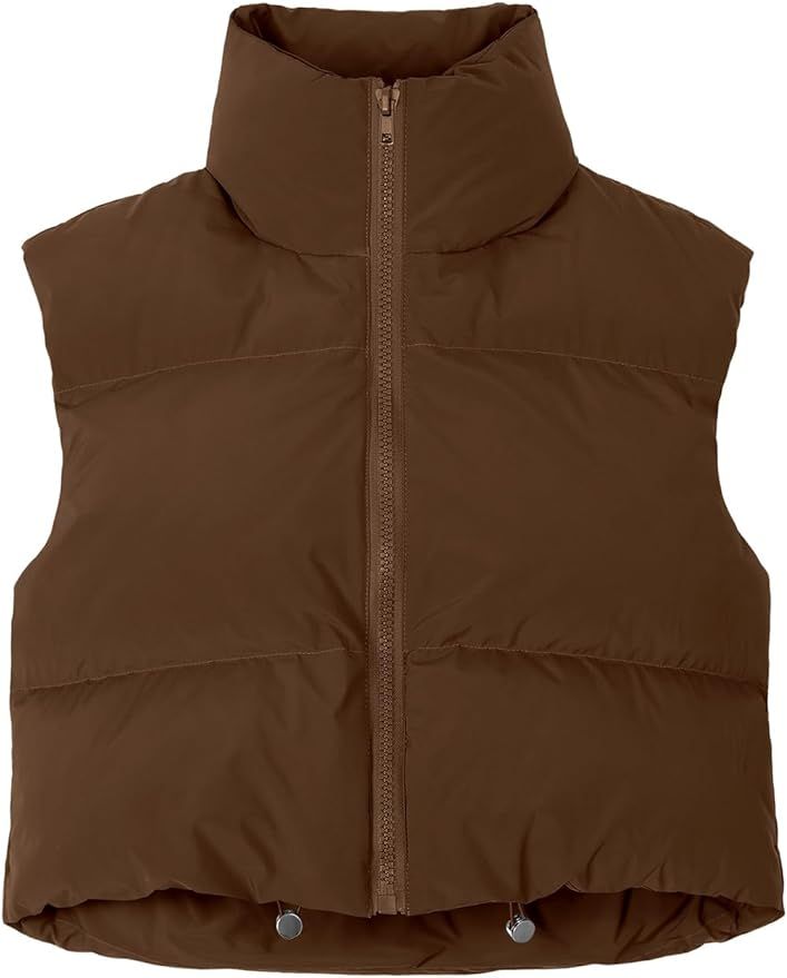 JZC Women's Crop Puffer Vest Lightweight Sleeveless Jacket 2023 Fashion Winter Outerwear Padded G... | Amazon (US)