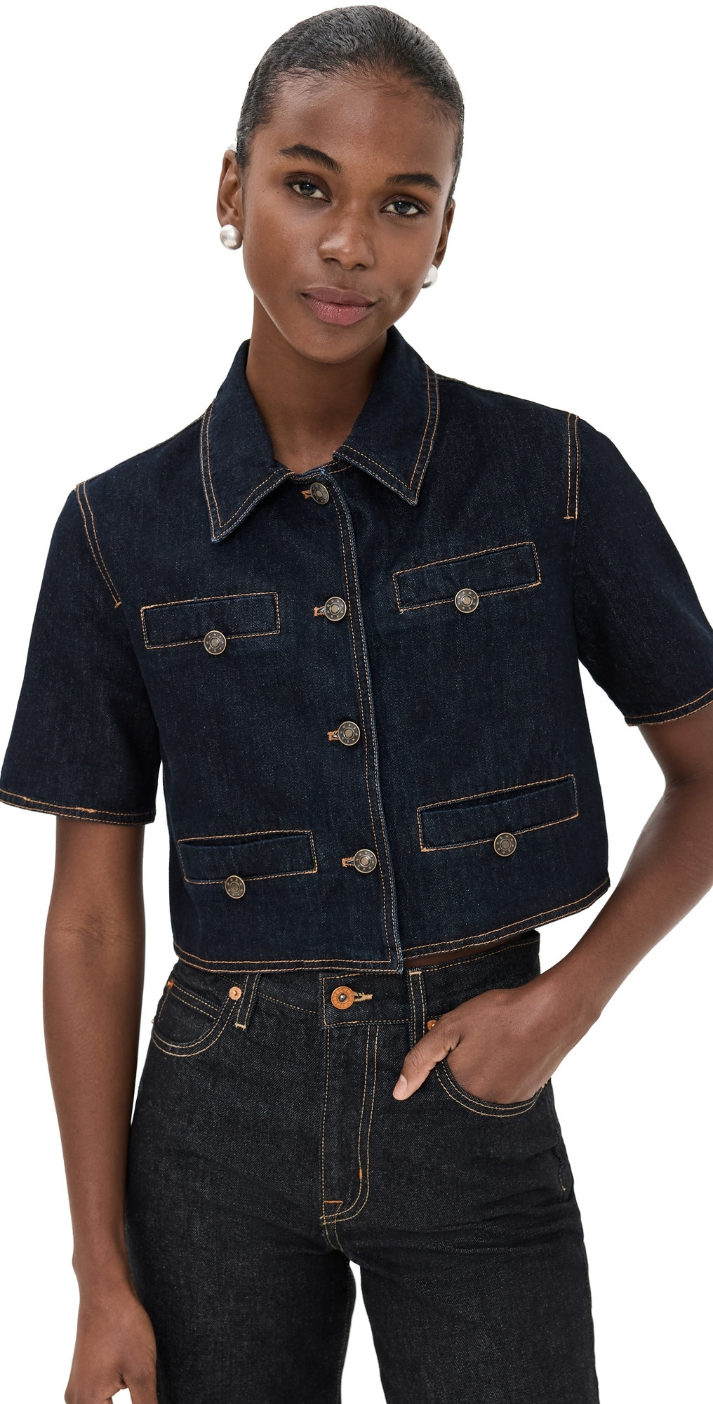 Lioness Halston Denim Top Dark Denim XXS | Shopbop
