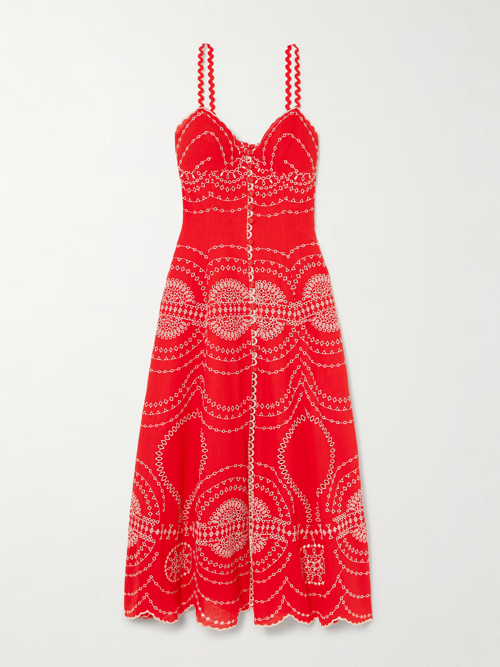 Catta scalloped broderie anglaise cotton-blend midi dress | NET-A-PORTER (UK & EU)