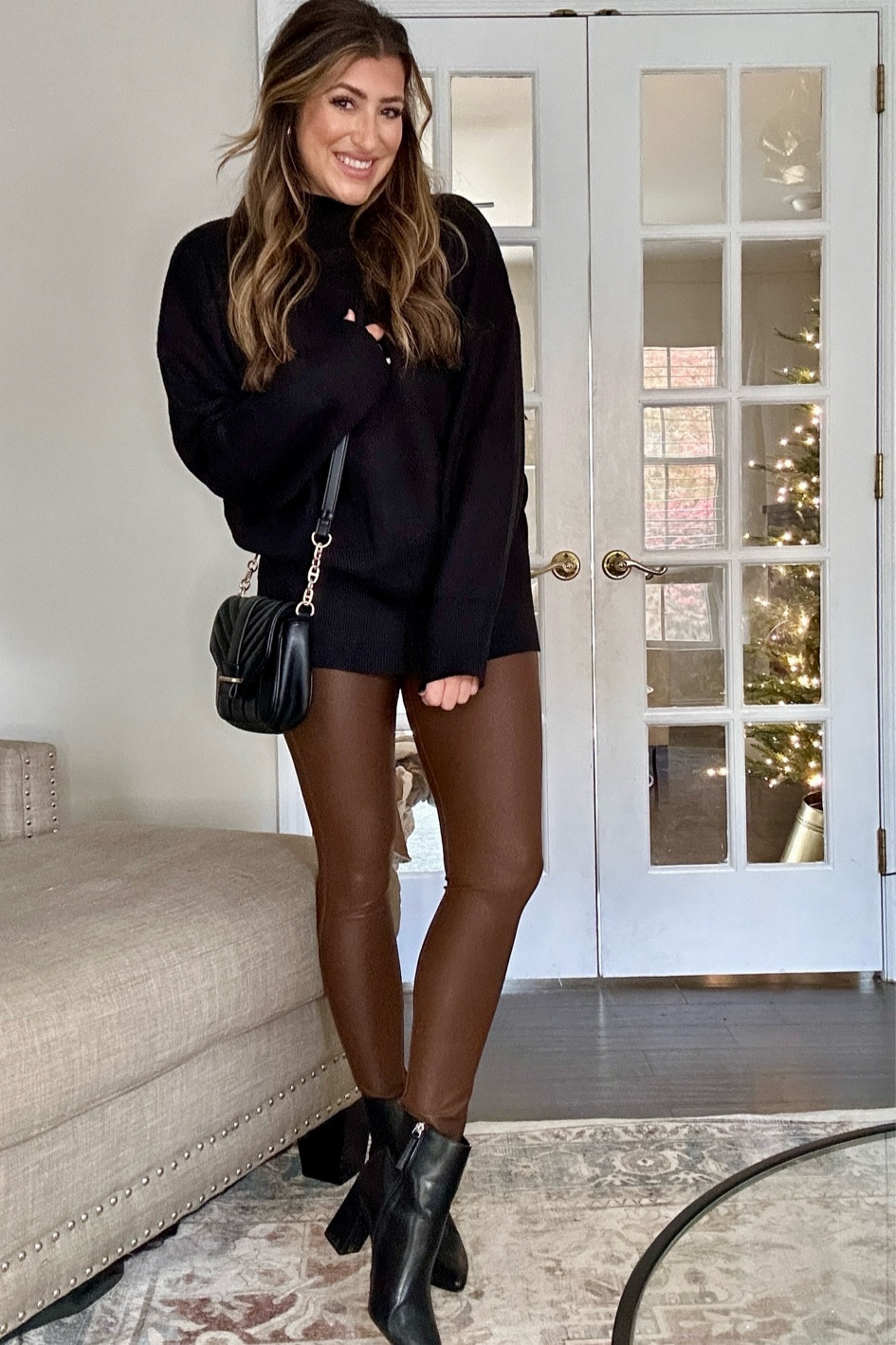 Oversized tunic sweater and brown faux-leather leggings. Great Thanksgiving outfit! Wearing mediums. Holiday outfits.

Two photo below to shop all.

Follow for more! Xx

#LTKHoliday #LTKstyletip #LTKVideo
