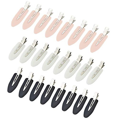 Wobe 24 Pcs No Bend Hair Clips Pin Curl Creaseless Clips No Crease Hair Clip for Hairstyle Bangs Finger Waves Makeup Application Hairdressing Hairpins Styling Clips for Hair Salon Black Pink White | Amazon (US)