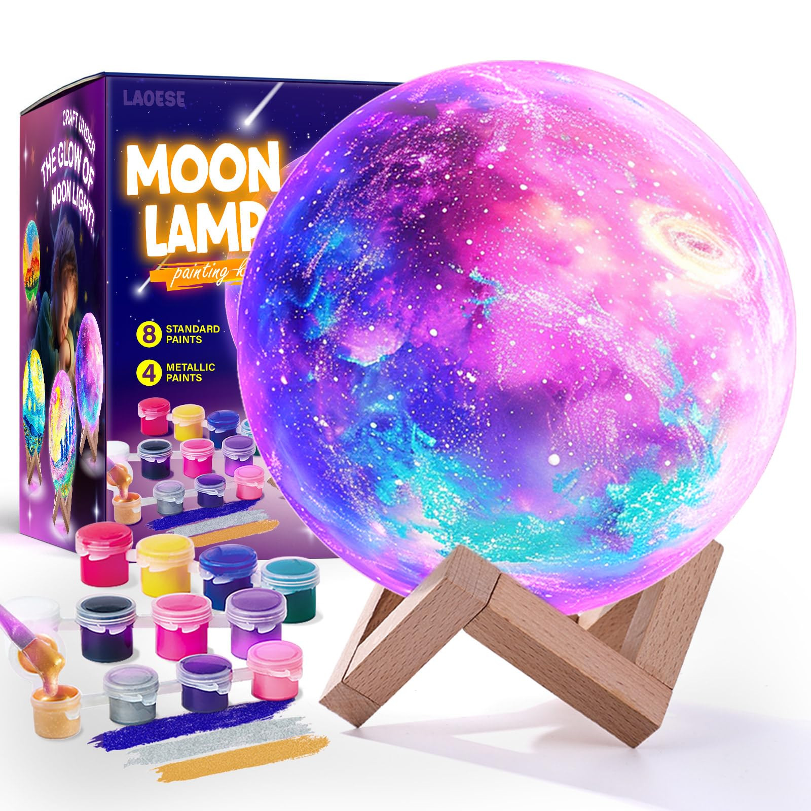 Paint Your Own Moon Lamp Kit, Cool Gifts DIY 3D Moon Night Light, Arts and Crafts for Kids Ages 8... | Amazon (US)